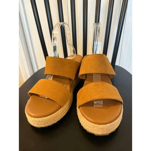 Joie genuine tan suede wedge espadrille sandals size 9.5 - Image 3