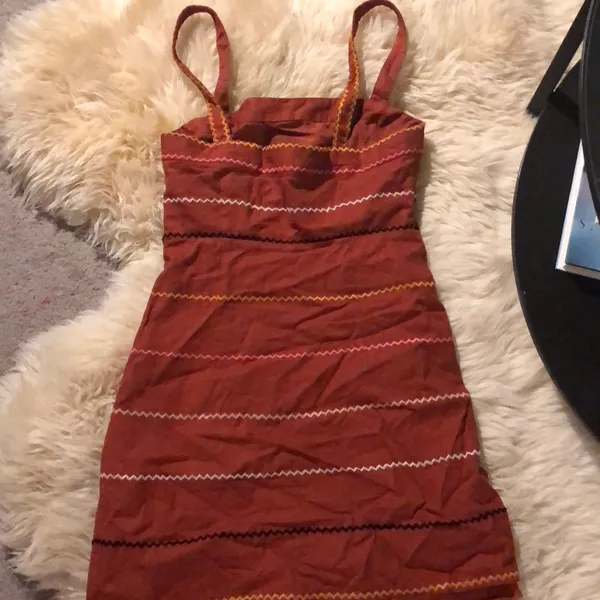 Forever 21 Burnt Orange Stripped Embroidered Dress - Image 3