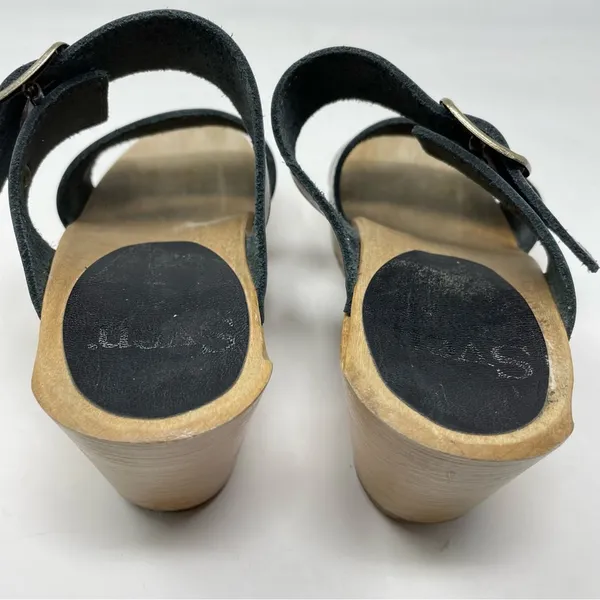 Sven Originals 2 Strap Buckle Wood Swedish Wooden Sandals Clogs Pewter 35 5 - Image 11