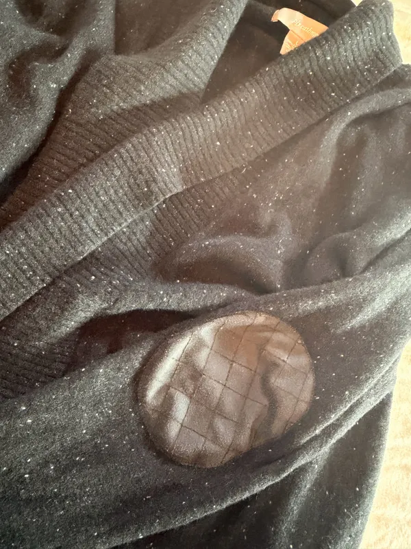 Ply Cashmere 100% Cashmere Black Grey Speckle Shawl Collar Cardigan Sweater Size L - Image 3