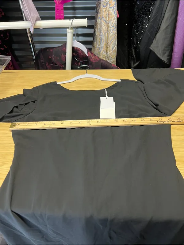 Grace Karin Black Chiffon Split Sleeve Shift Dress Size S NWT - Image 11
