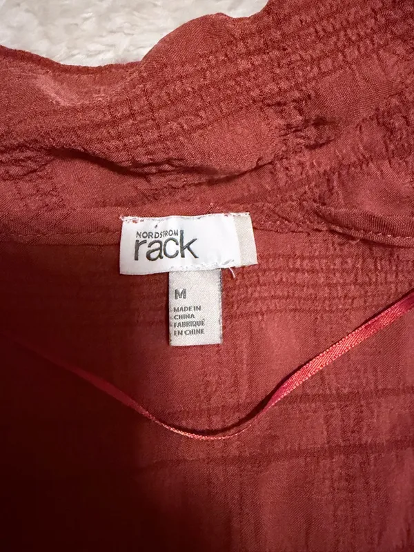 Nordstrom Rack 5/$30 🎈 medium Rust Terracotta Textured Faux-Wrap Babydoll Dress - Image 5