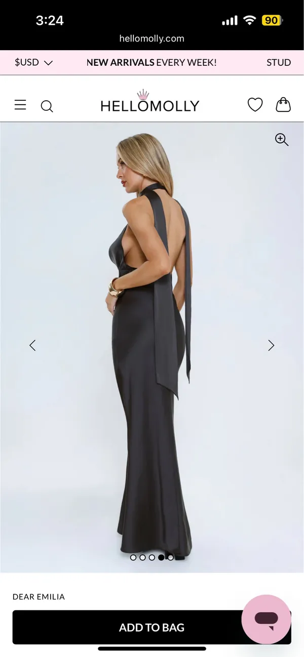 Satin Halter Maxi Dress Black - Image 3