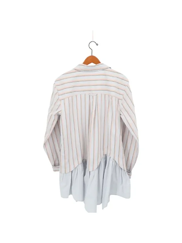 NWT Anthropologie Maeve Ruffle-Hem Mini Shirtdress Striped Blue Layered Dress S - Image 7