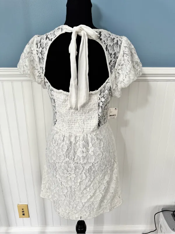 NWT Free People Ivory Hailee Lace Mini Dress ~ Size Medium - Image 6