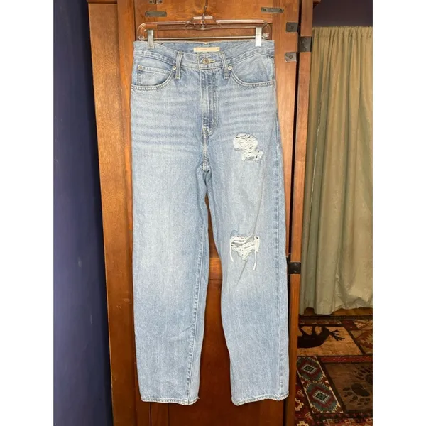Levi’s Womens 94 Baggy Jeans 27 Light Wash Distressed Wide Leg Y2K Skater Denim - Image 2