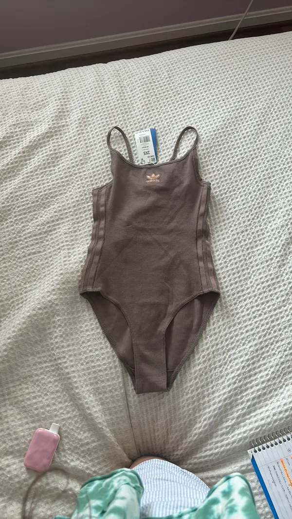 Adidas NWT chocolate brown scoop neck spaghetti strap body suit - Image 3