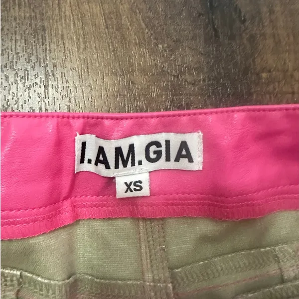 I.AM.GIA Pink Faux Leather Straight Leg Pants XS - Image 4