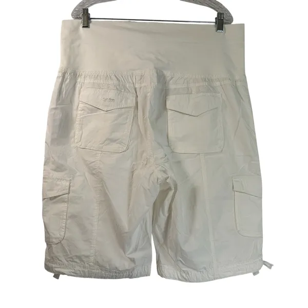 Calvin Klein Performance Womens XL Cream Quick Dry Cargo Shorts Wide Waistband - Image 2