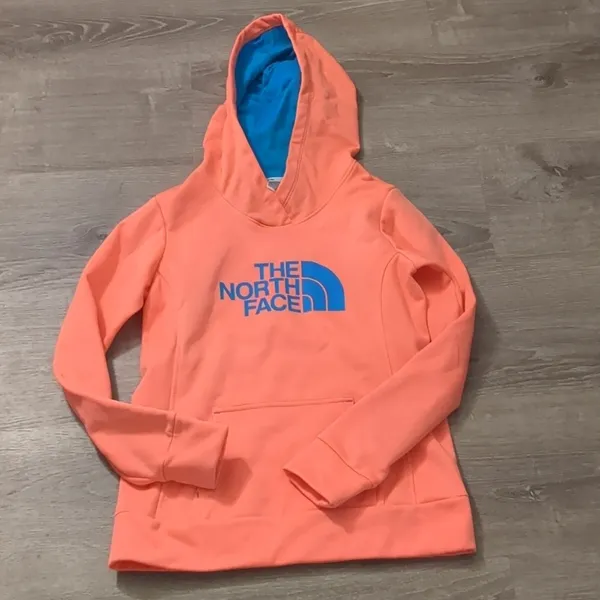 The North Face Orange and Blue Hoodie Size Small - Image 2
