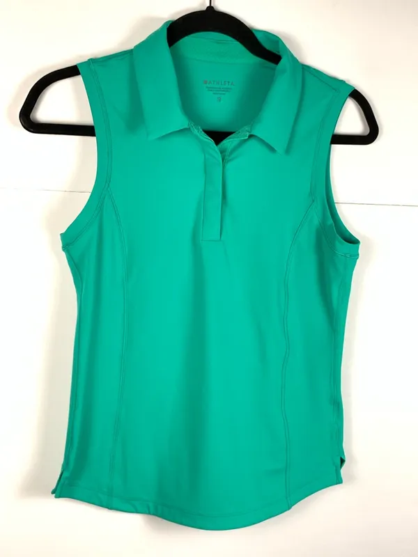 Athleta Advantage Polo Tank Top XS Teal Green Sleeveless Golf Tennis Performance - Image 4