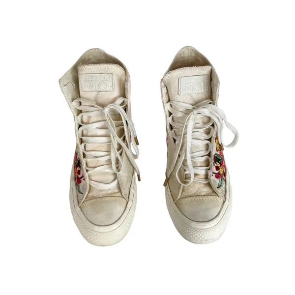 Converse X PatBo Floral High Top Sneakers Sz 5 Lace Up Embroidered - Image 2