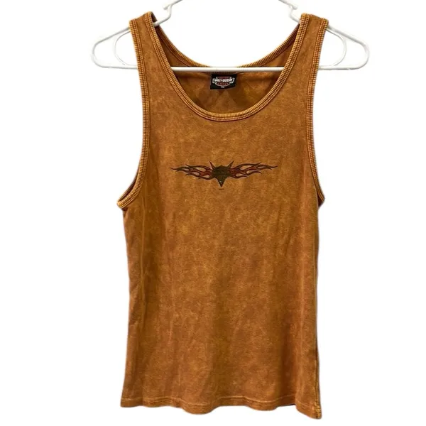 Harley Davidson Motorcycles Cotton Mother Road Tank Top Orange Stone Washed XL - Image 10