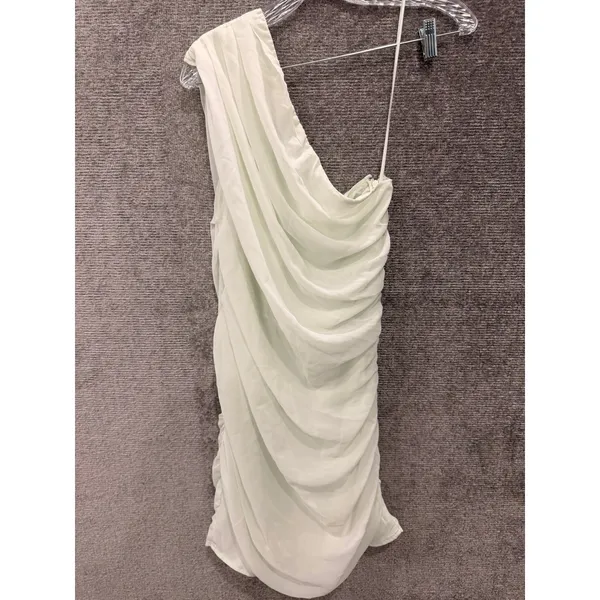 Abercrombie & Fitch Mini Dress Women MT Mint Green One Shoulder Ruched‎ Draped - Image 9
