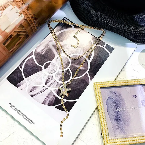 18K Gold Plated Layered Metal Sequins Stat Pendant Choker Necklace for Women - Image 4