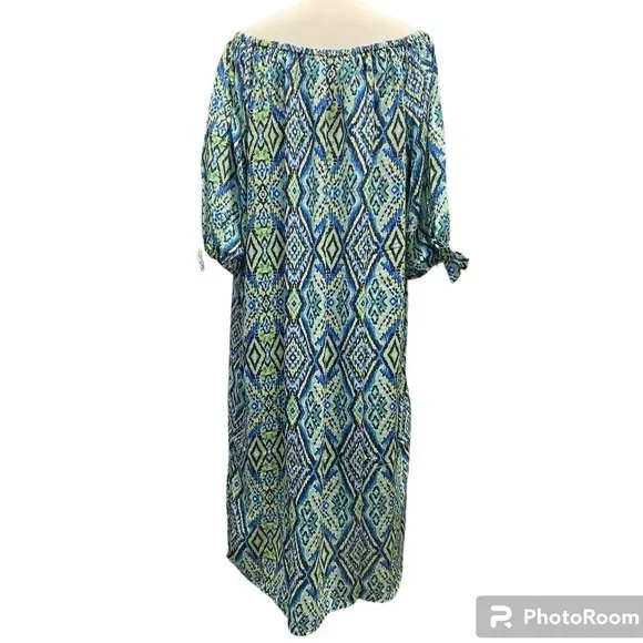 Colleen Lopez Off the Shoulder Print Dress Size Medium NWOT - Image 2
