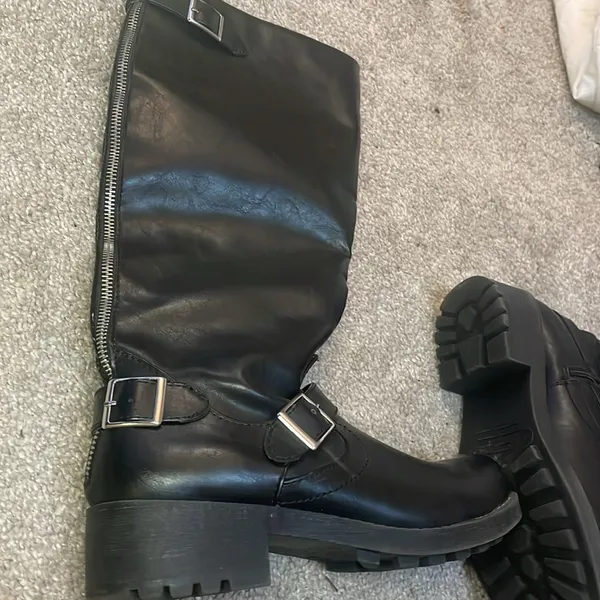 Target Black combat motorcycle boots vegan leather size 7 - Image 12