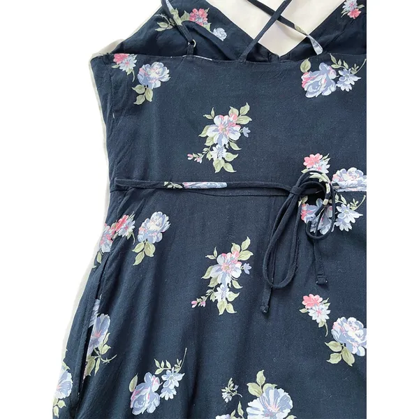 Abercrombie & Fitch Floral Mini Sundress - Navy Strappy Tie Waist - Image 5