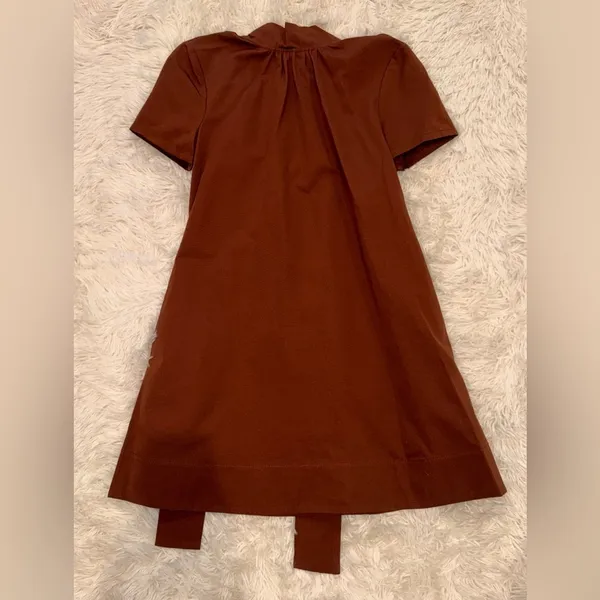 NEW STAUD Ilana Mock Neck brown Clove Mini Dress sz S - Image 4