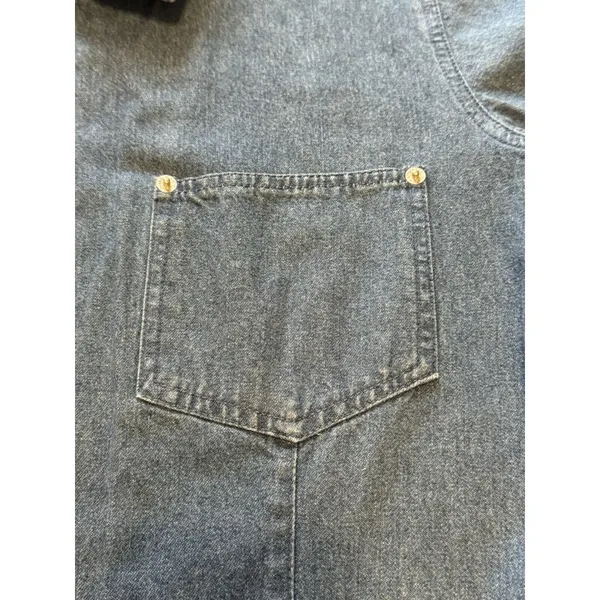 Denim & Co Women Medium Short Sleeve Zip Embroidered‎ Floral Grannycore Boho - Image 5