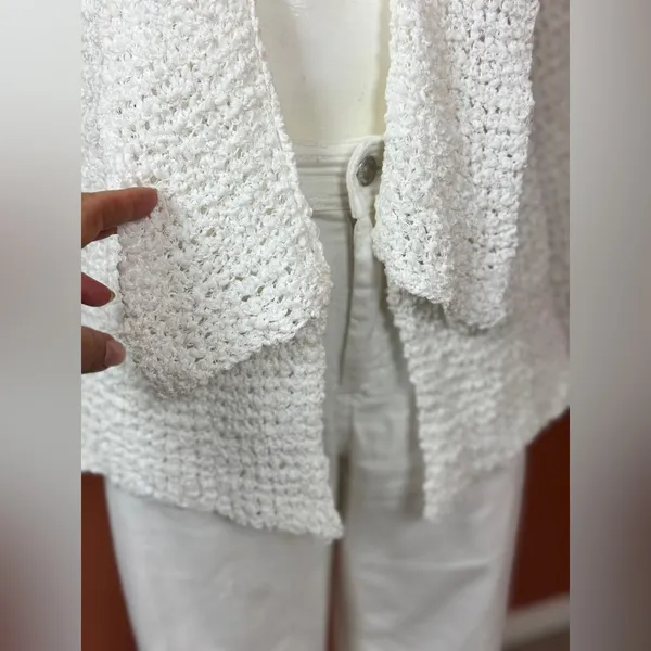 POL - Ivory/Oatmeal Loose Weave Cozy Cardigan Size Medium. G#34 - Image 10