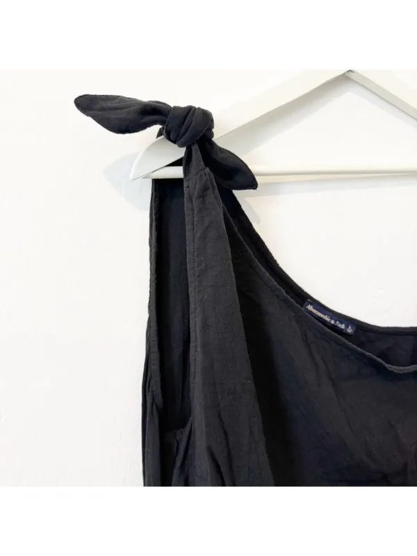 Abercrombie Bodysuit Size L Black One Shoulder Asymmetrical Tie Side Zip Capsule - Image 2