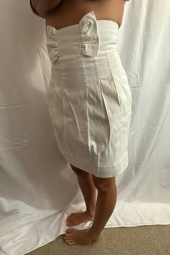 French Connection Ultra High Rise Bow Midi Skirt - White - 0 - Image 2