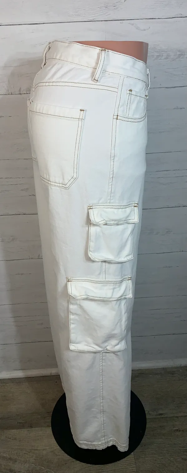 PacSun 90's baggy cargo jeans size 28 ivory womens - Image 5