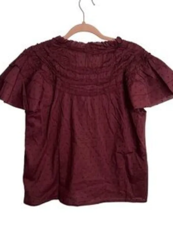 Anthropologie Layered-Sleeve Swiss Dot Henley Top (Small) - Image 6