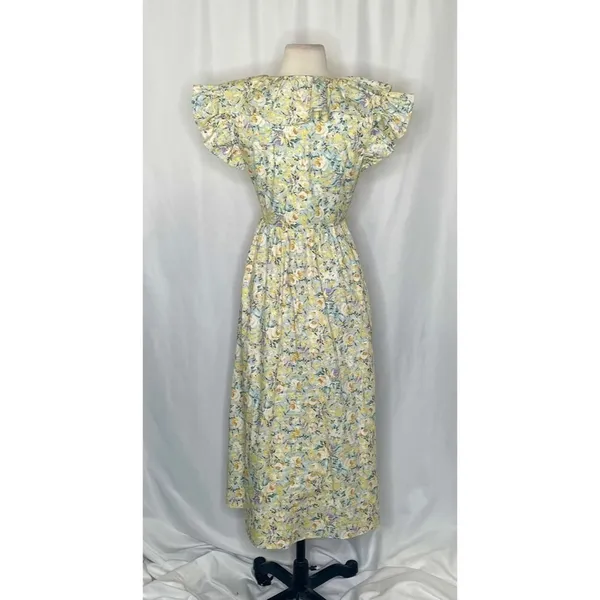 O.P.T. Kate Floral Ruffled Midi Dress One Pretty Time Pockets Ruffles‎ Small - Image 10