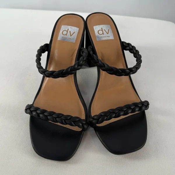 Dolve Vita Braided Block Heel Sandal in Black Size 8‎ - Image 3
