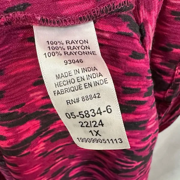 Woman Within Plus Size 22/24W‎ Maxi Dress 1X Petite Pink Black Ikat Coastal 602 - Image 9