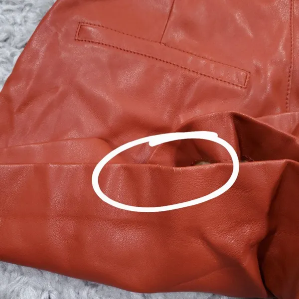 READ Zara Faux Leather Pleated High Rise Belted Shorts Orange XS trf Collection - Image 4
