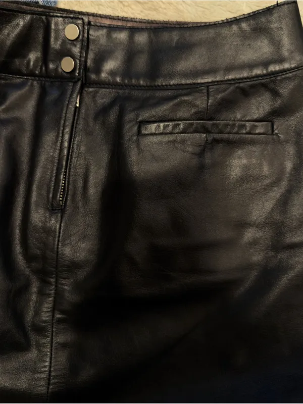 Express Y2K Vintage Genuine Leather Low Rise Mini Skirt in Black Size 0 - Image 6