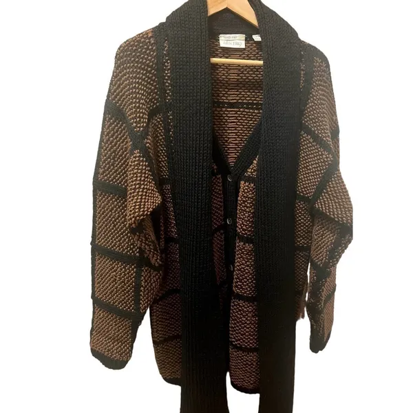 Vintage Ellen Tracy Heavy Knit Scarf Sweater Coat CardiganLarge - Image 2