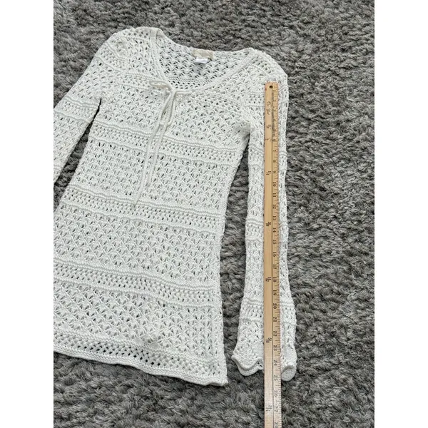 Women's Crochet Cover Up 100% Cotton Beachy Long Sleeve Size M Cottagecore - Image 8