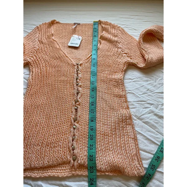 NWT Free People Waffle Knit Pucker Up Small Cardi Tender Peach - Image 7