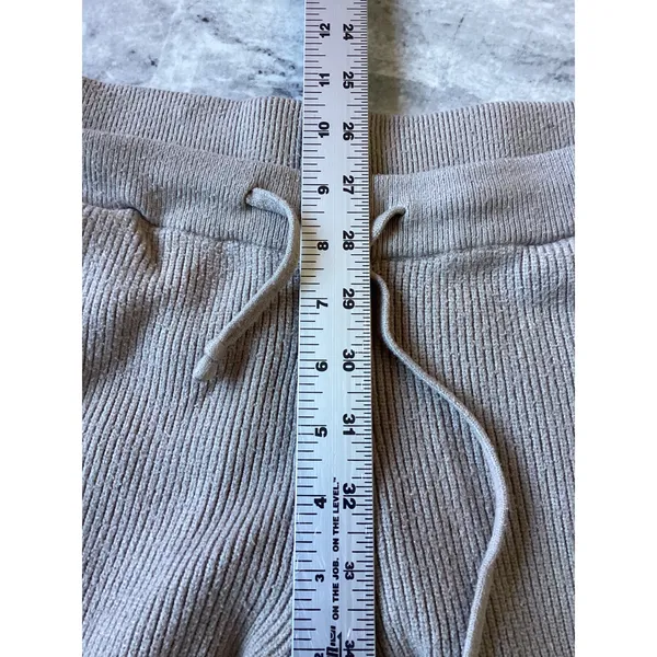 FIGS Ribbed Knit Wide Leg Lounge Pants Tan XS W18LW3003 Drawstring Pockets - Image 6
