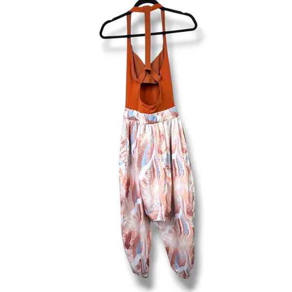 Free People Movement NWOT All Strapped Printed One Piece Harem Jumpsuit XS - Image 9