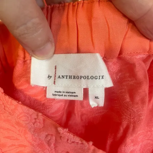 By Anthropologie Amber Tank Top Coral Ruffle Criss-Cross Straps Textured size XL - Image 8
