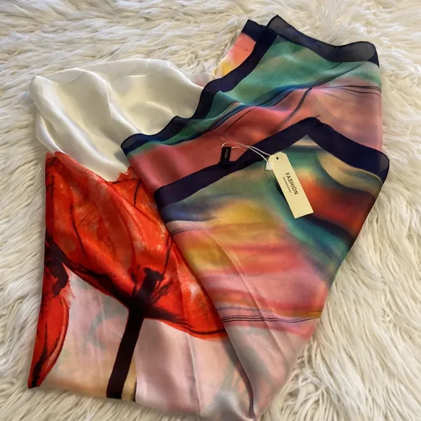 Fashion Scarf 100% silk so beautiful 71” length and 35” wide big scarf - Image 7