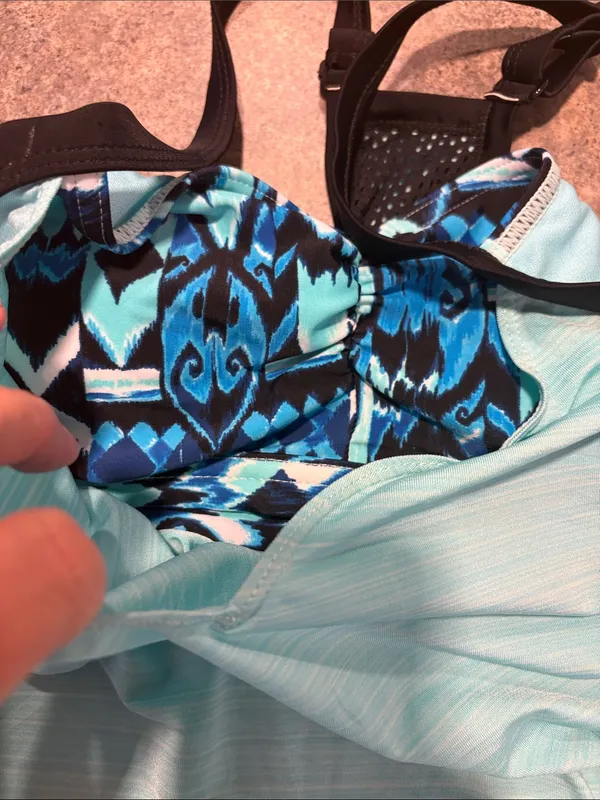 ZeroXposur Aqua Blue Swim Tankini with Black Straps - Image 2