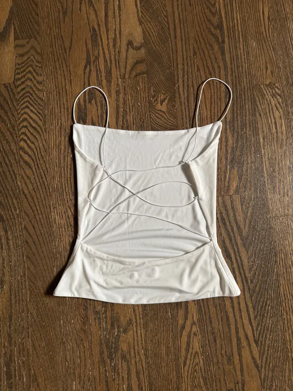Meshki buttery smooth second skin open cross back strappy tank top small - Image 5