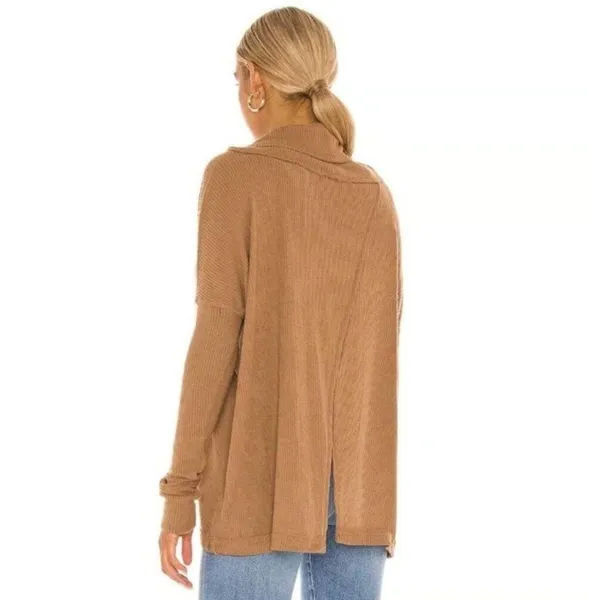 We The Free Womens Ribbed Brown Cowl Neck Long Sleeve Sweater‎ Size XL Boho - Image 2