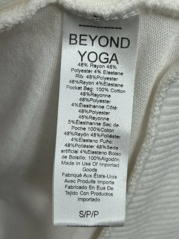 Beyond Yoga Soften Up Cardigan Women’s Small Off White Open Front Pockets Flawed - Image 8