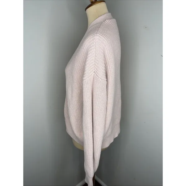 Quince Sweater Cardigan Womens M Pink 100% Organic Cotton V Neck Chunky Knit - Image 2