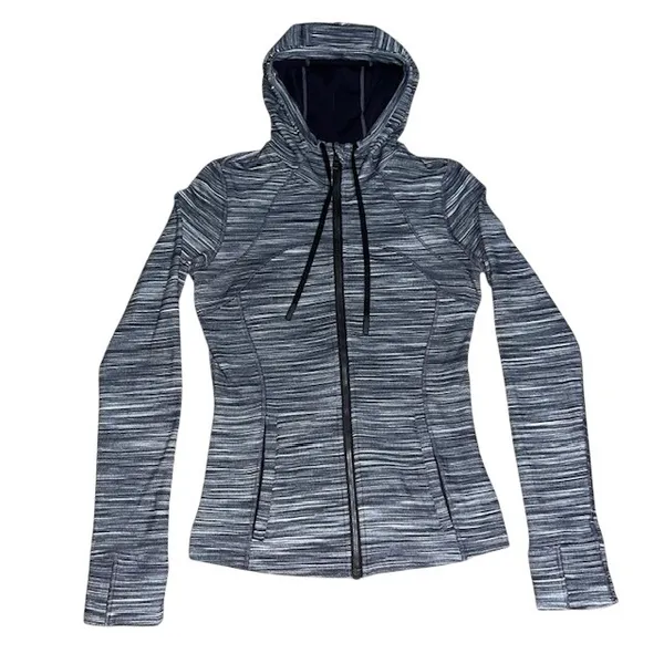 Lululemon Hooded Define Jacket Nulu Heathered Black‎ White 8 - Image 3