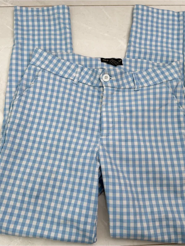 like an angel Blue Gingham Slim Ankle Pants - Image 2