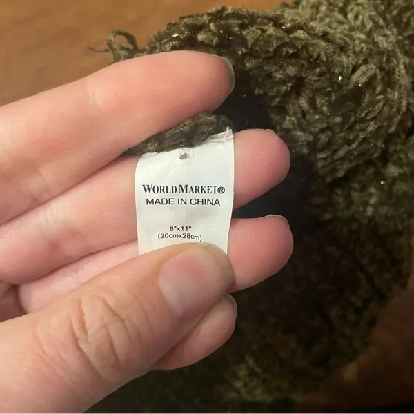 WORLD MARKET Cozy Chenille Olive Green Beanie with Pom Pom - Image 4