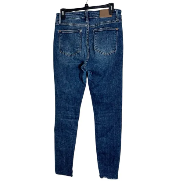 Judy Blue Skinny Fit Dark Wash Blue Stretch Denim Jeans Distressed Detais sz 28 - Image 2